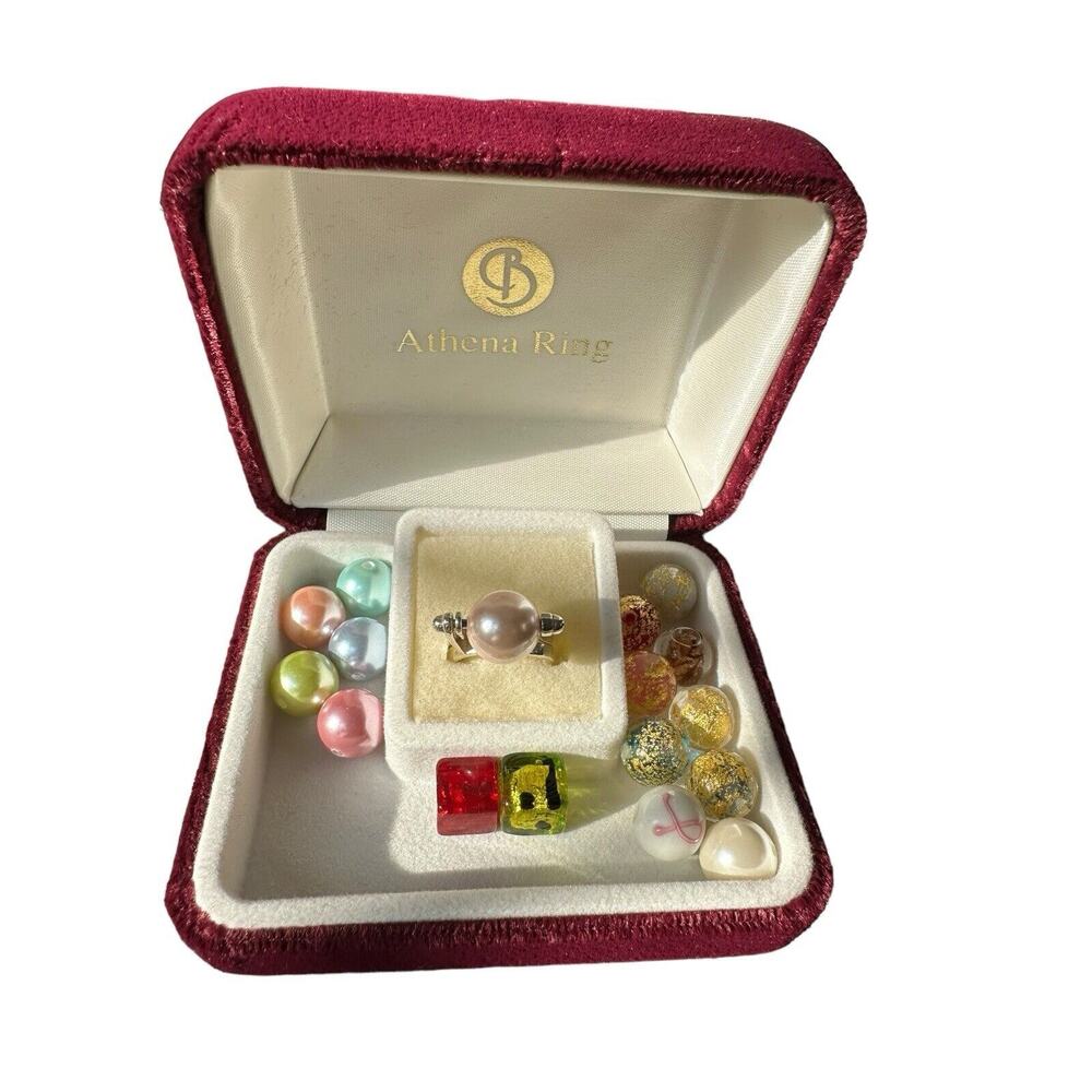 New Sterling‎ Interchangeable Bead Ring With 17-12mm Murano & Glass Beads Sz. 7